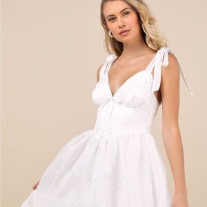 Lulu's White Tie-Strap Midi Dress